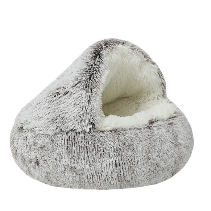 2 in 1 Soft Plush Pet Bed with Cover Round