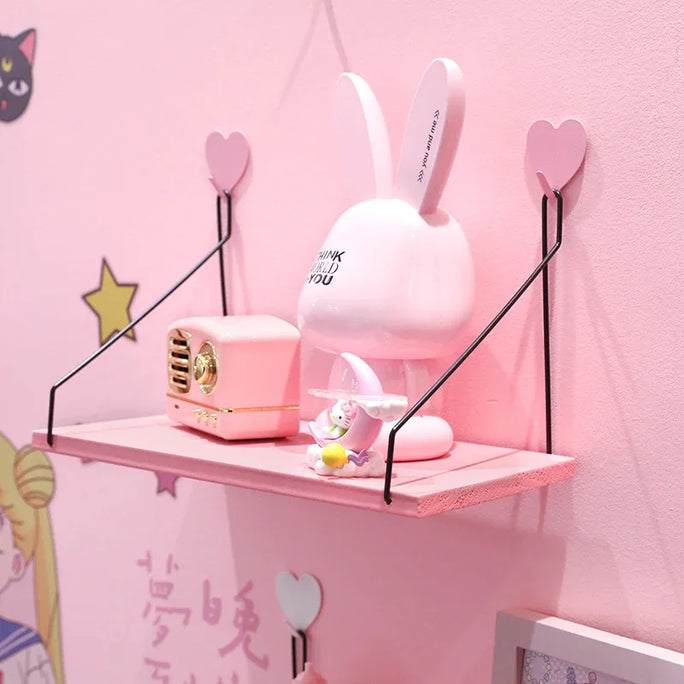 Pink Wood Storage Rack + heart hanger (optional)