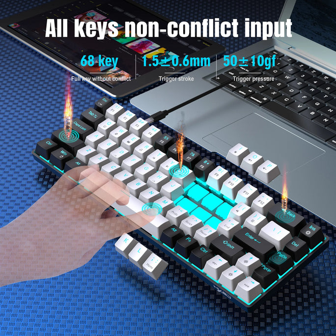 Mechanical Keyboard Ergonomics RGB Backlit LED Hot Swappable Blue Switch Gaming Keyboard for PC