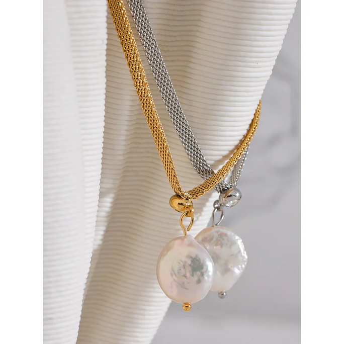 Pearl & Stainless Steel Necklace