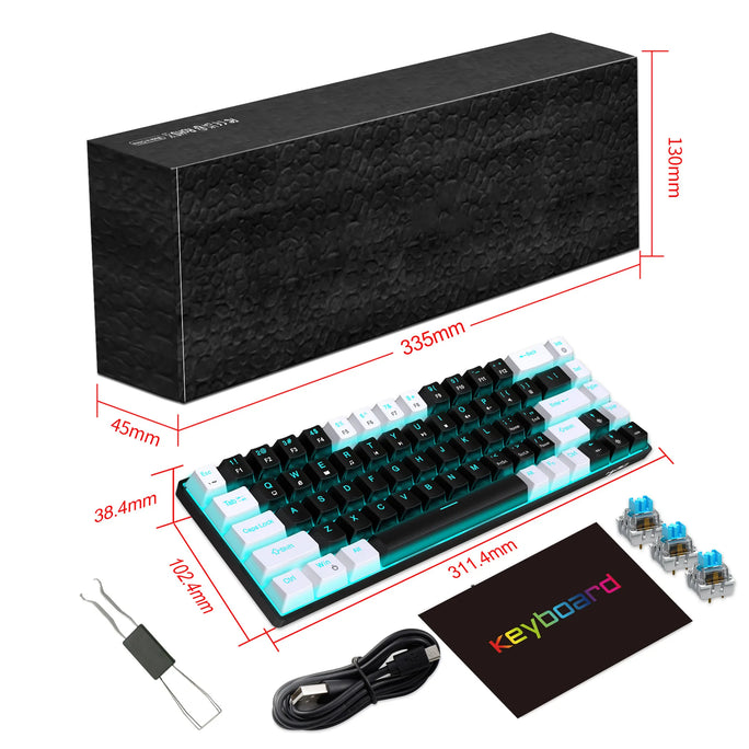 Mechanical Keyboard Ergonomics RGB Backlit LED Hot Swappable Blue Switch Gaming Keyboard for PC