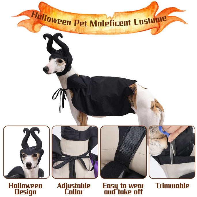 Halloween  Costume Black Purple Pet Maleficent Costume for Cats Dogs