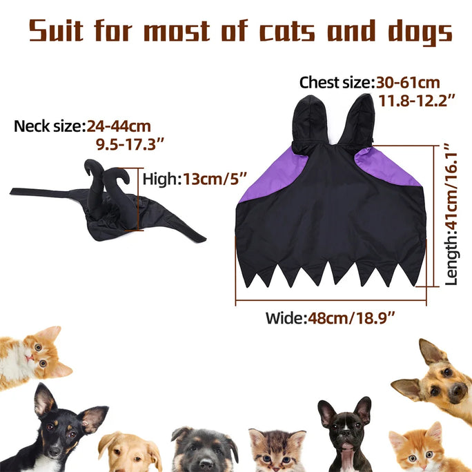 Halloween  Costume Black Purple Pet Maleficent Costume for Cats Dogs