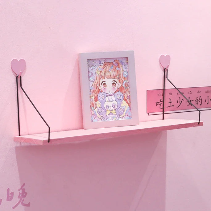 Pink Wood Storage Rack + heart hanger (optional)