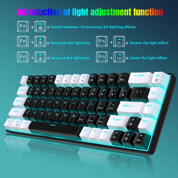 Mechanical Keyboard Ergonomics RGB Backlit LED Hot Swappable Blue Switch Gaming Keyboard for PC