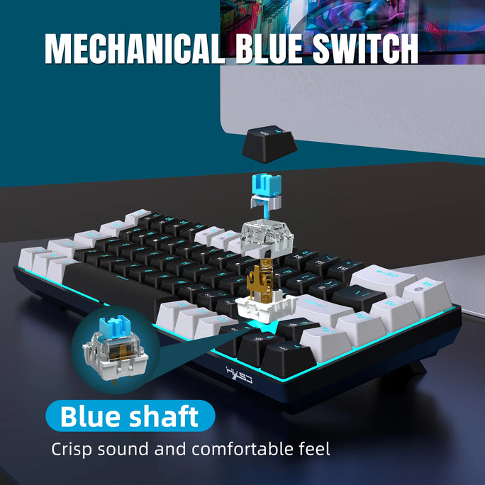 Mechanical Keyboard Ergonomics RGB Backlit LED Hot Swappable Blue Switch Gaming Keyboard for PC