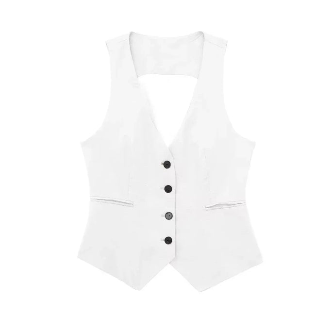 Women's Vest Linen Sleeveless Suit Vest Coat