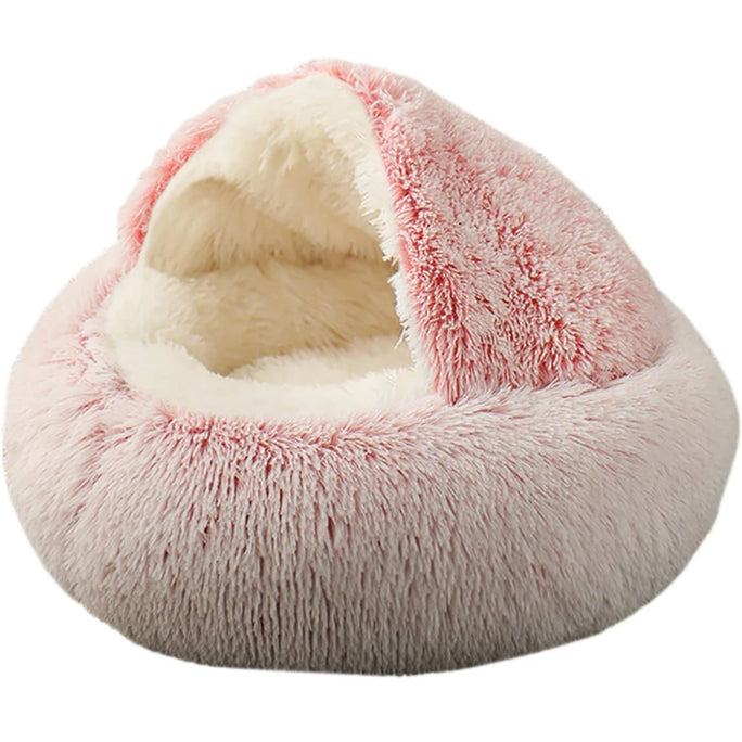 2 in 1 Soft Plush Pet Bed with Cover Round