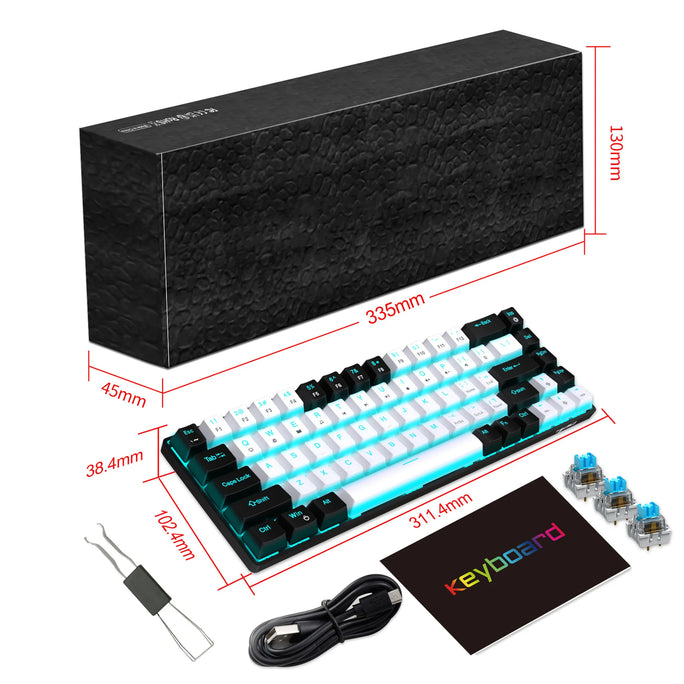 Mechanical Keyboard Ergonomics RGB Backlit LED Hot Swappable Blue Switch Gaming Keyboard for PC