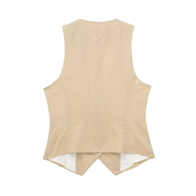 Women's Vest Linen Sleeveless Suit Vest Coat