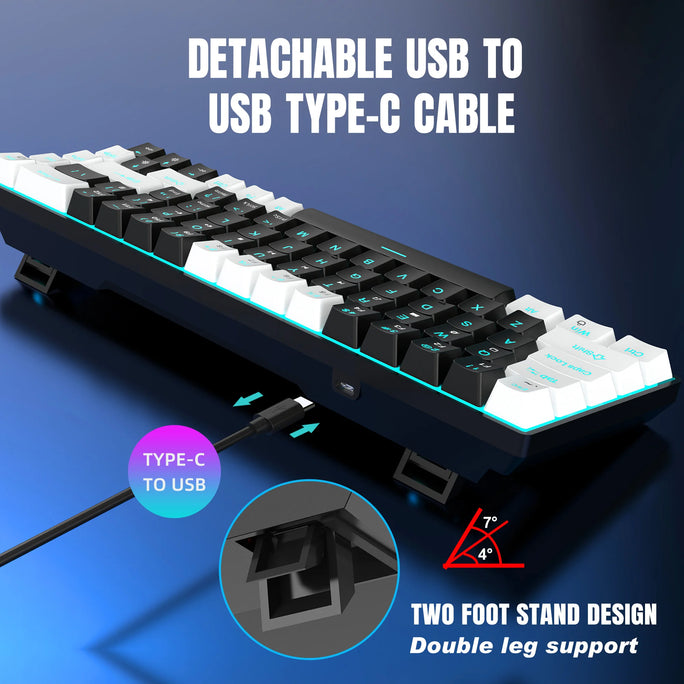 Mechanical Keyboard Ergonomics RGB Backlit LED Hot Swappable Blue Switch Gaming Keyboard for PC