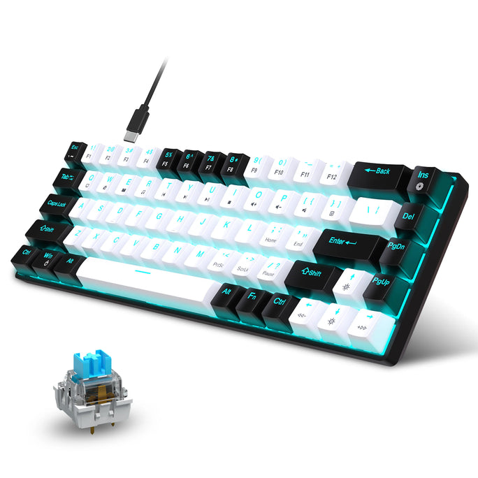 Mechanical Keyboard Ergonomics RGB Backlit LED Hot Swappable Blue Switch Gaming Keyboard for PC