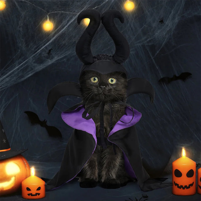 Halloween  Costume Black Purple Pet Maleficent Costume for Cats Dogs